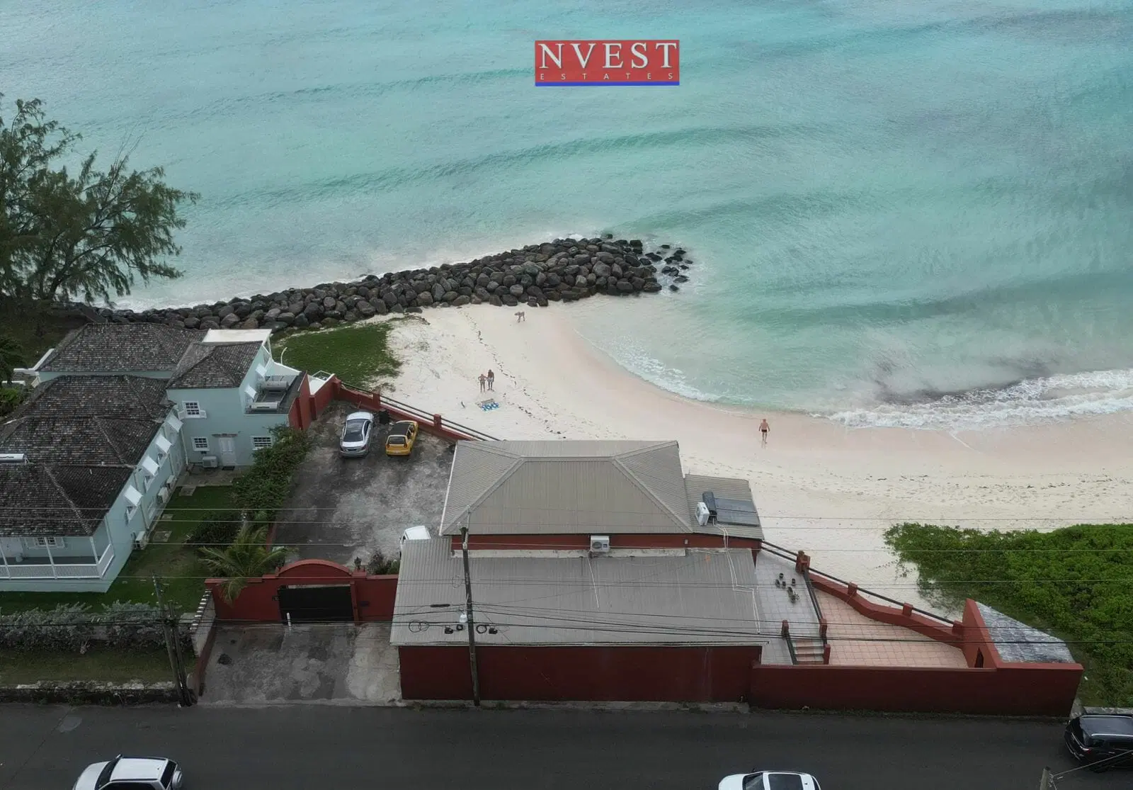 Aerial view of Villa Jumana and its sheltered cove