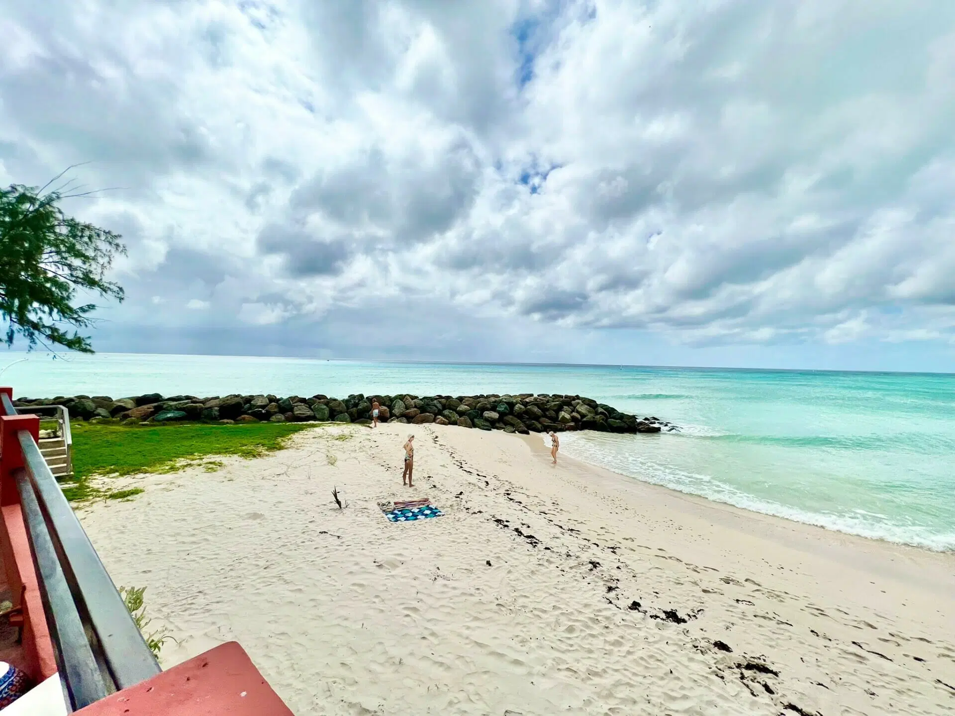 The cove and groyne from the villa deck